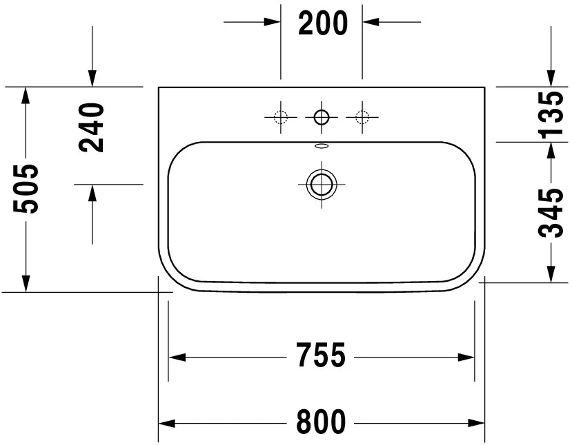 Wandwaschtisch „Happy D.2“, mit Überlauf, Hahnlochposition mittig Wandwaschtisch „Happy D.2“, mit Überlauf, Hahnlochposition mittig