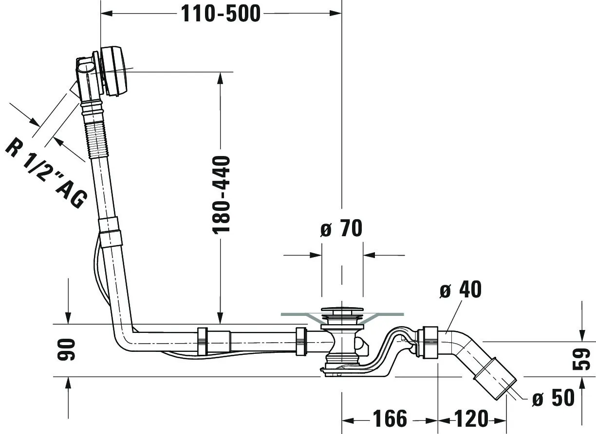 Duravit Ab- und Überlaufgarnitur für Badewannen mit Zulauf Modell 792209