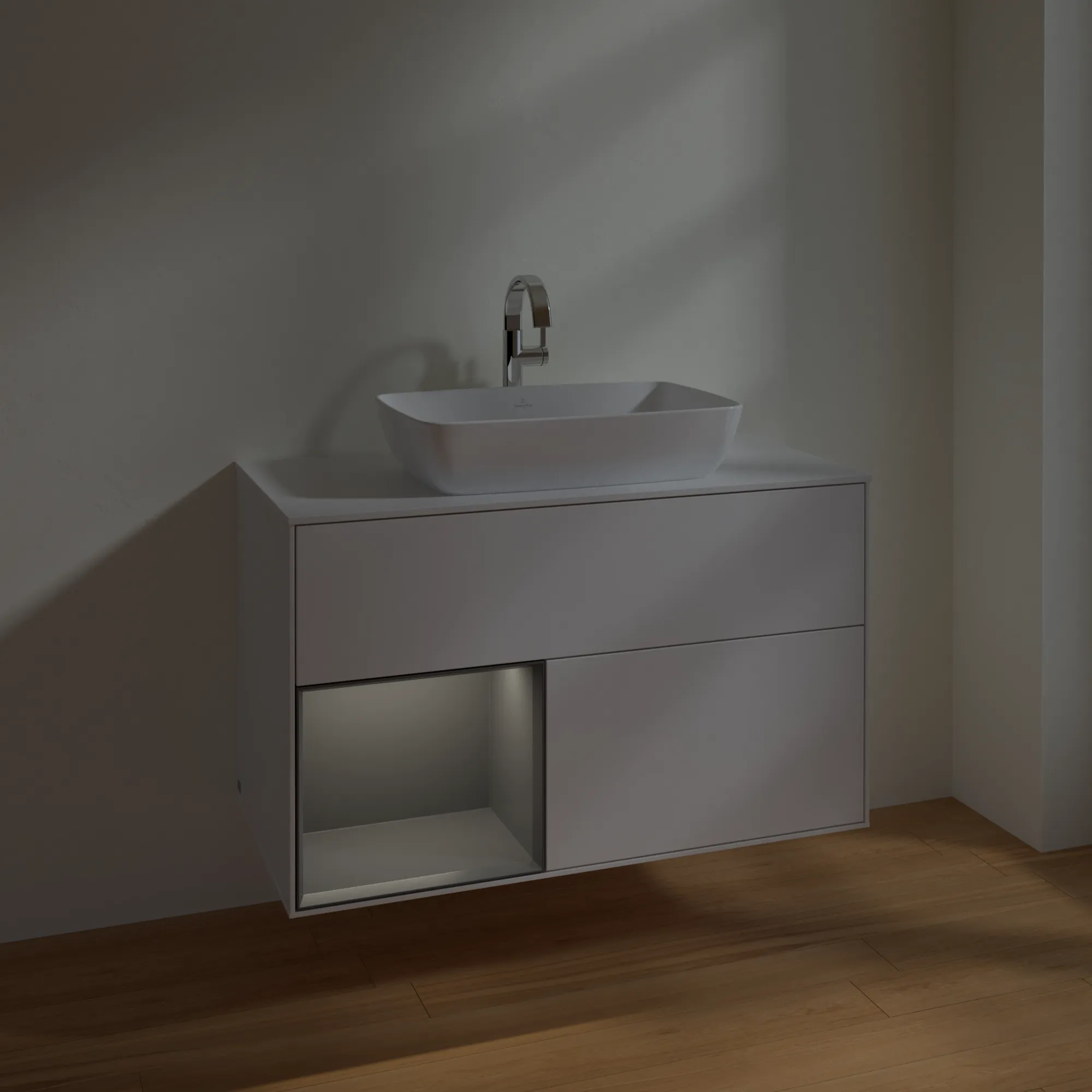 Villeroy & Boch Waschtischunterschrank „Finion“ für Schrankwaschtisch 1000 × 603 × 501 mm Glossy White Lacquer, für Becken mittig, mit Hahnlochbohrung