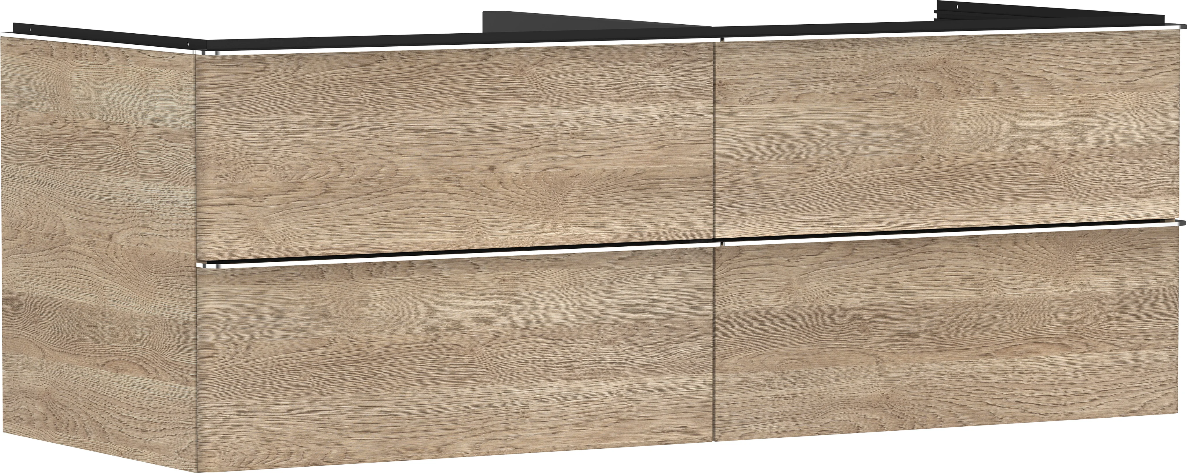Hansgrohe Xelu Q Waschtischunterschrank Eiche Natur, 1360x540 mm, 4 Schubkästen, verchromte Griffe, SoftClose, vormontiert