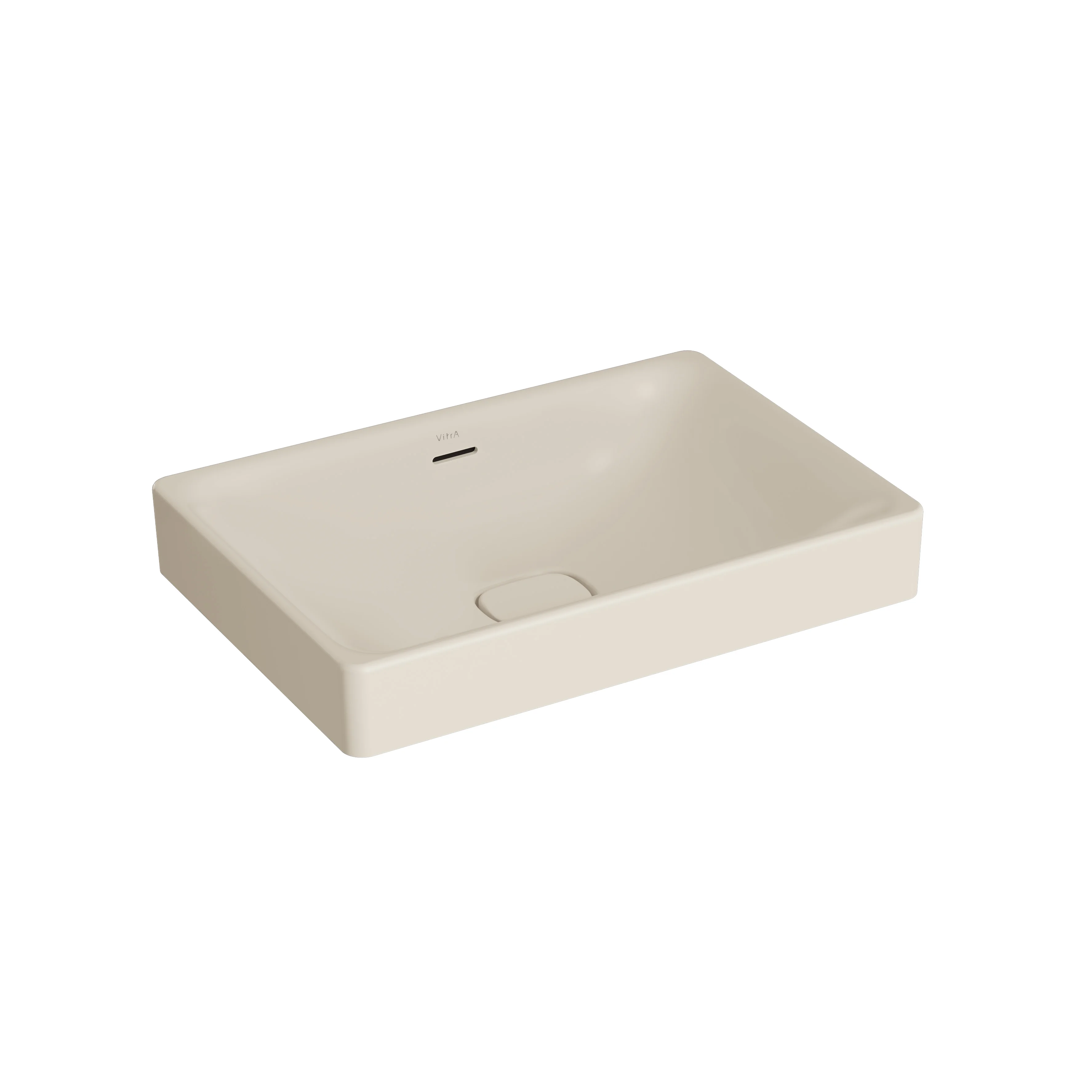 New Metropole Aufsatzschale freistehend rechteckig 60 x 40 cm mit Überlaufschlitz Sandbeige Matt mit Oberflächenveredelung Clean
