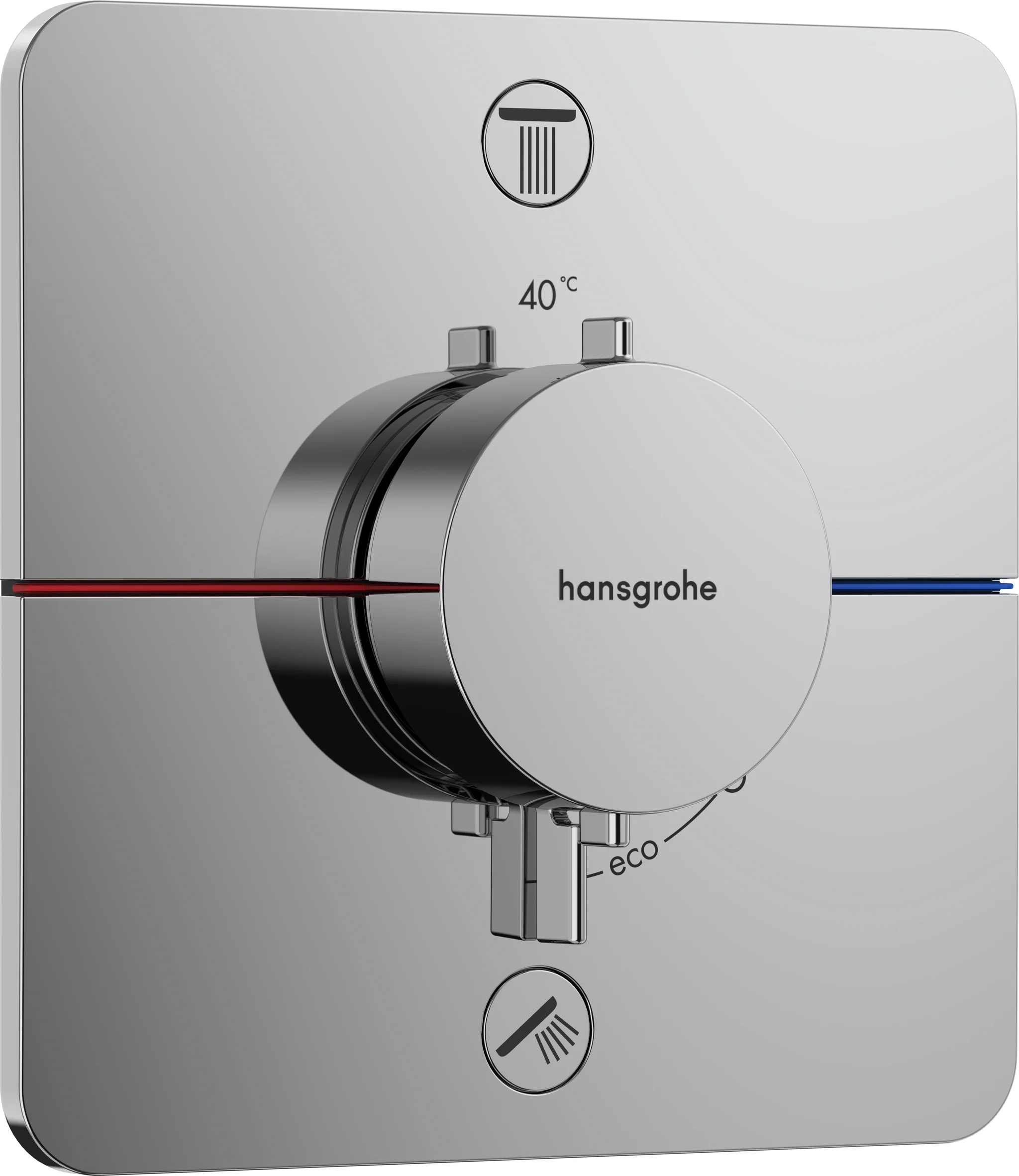 Hansgrohe ShowerSelect Comfort Q Thermostat Unterputz, Chrom, 2 Verbraucher, flache Rosette, einfache Installation