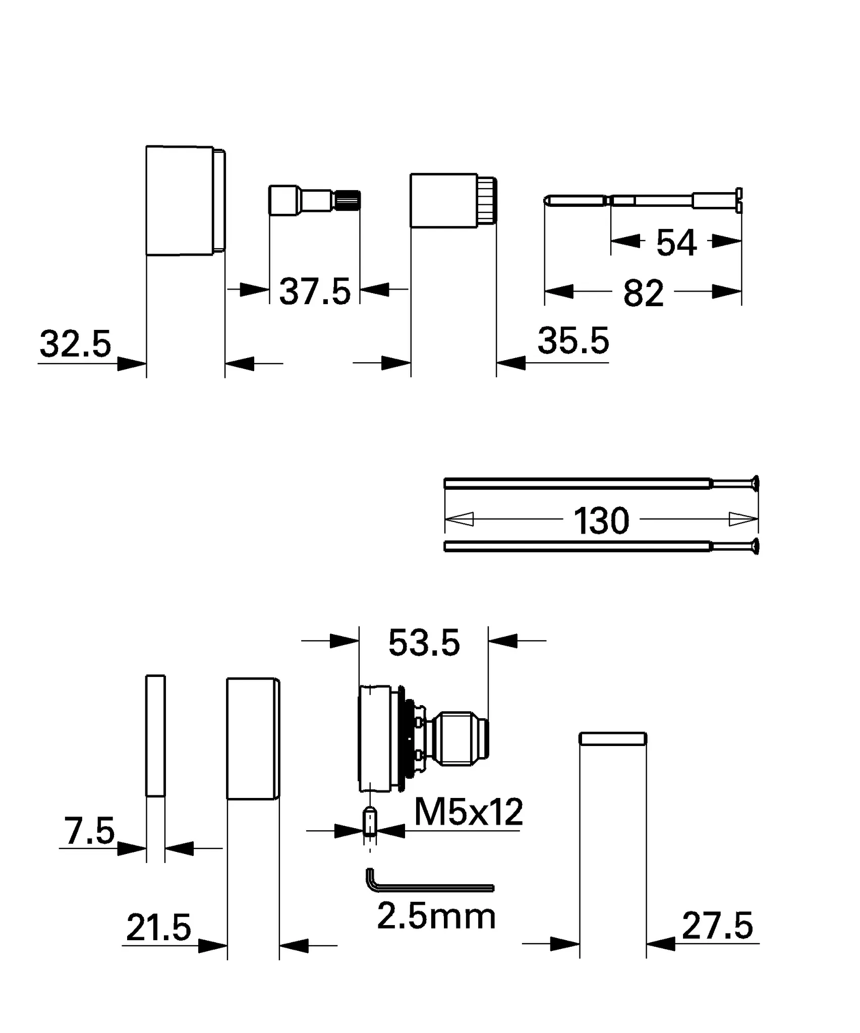 Verlängerungsset 27 47261, 5 mm, für Automatic 2000 19 604/19 605 Eurotrend 19 619, Sentosa 19 654, Grohtherm 1000 19 655/19 656