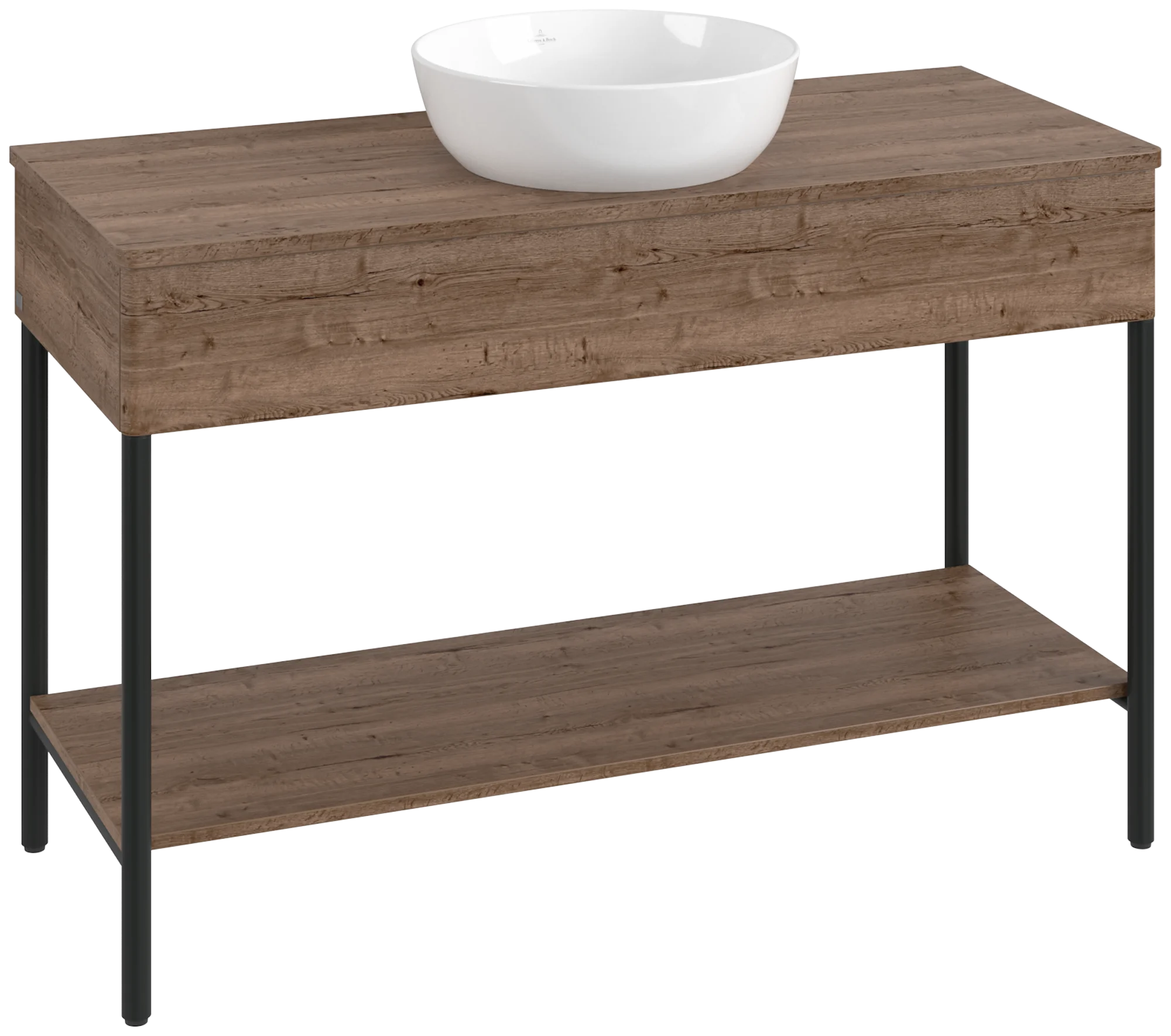 Villeroy & Boch Waschbeckenunterschrank Artis L65011, Eckig, Tobacco Oak, 1.200 x 782 x 500 mm, mit Metallgestell, Beleuchtung, Push-to-open Funktion Villeroy & Boch Waschbeckenunterschrank Artis L65011, Eckig, Tobacco Oak, 1.200 x 782 x 500 mm, mit Metallgestell, Beleuchtung, Push-to-open Funktion