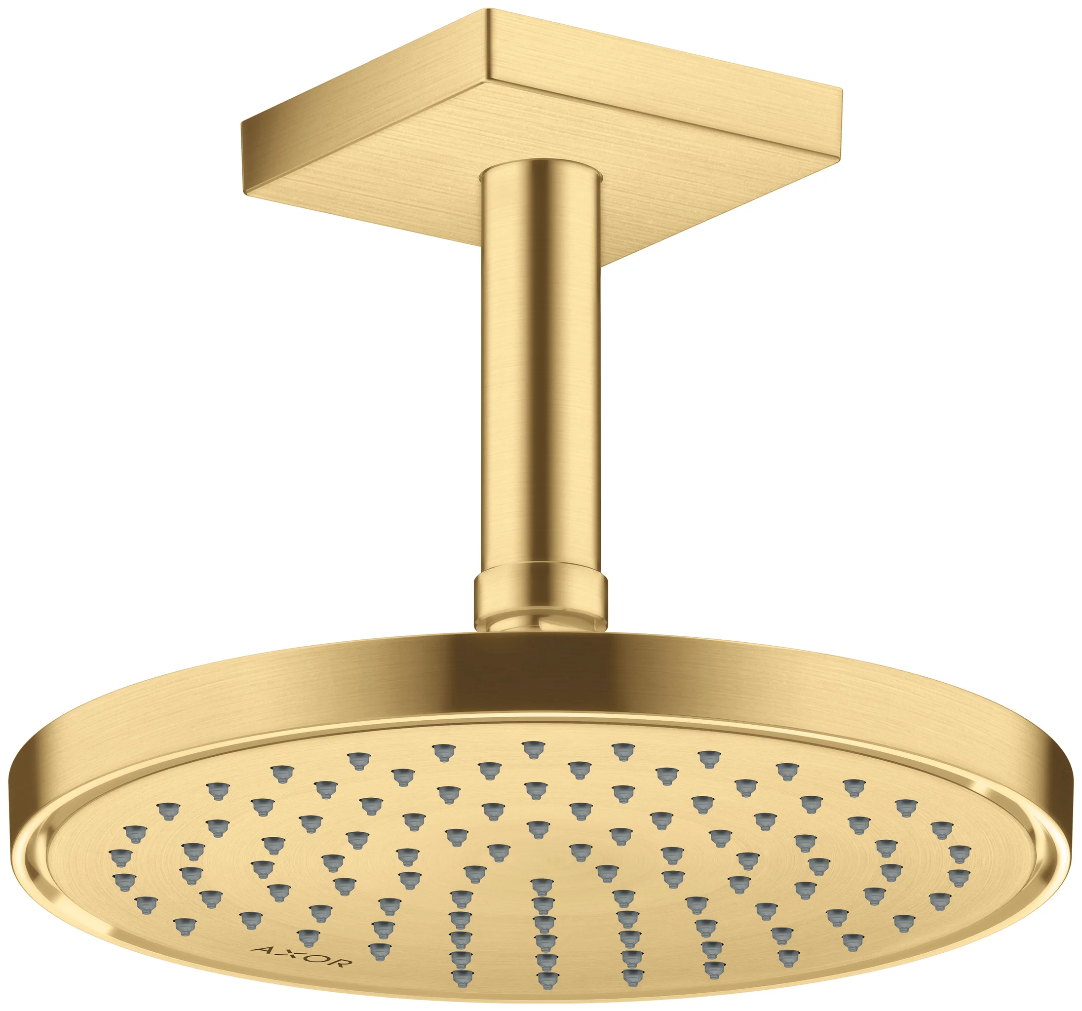 Hansgrohe AXOR ShowerSolutions Deckenanschluss 100 mm eckig Brushed Gold Optic Aufputzmontage Messing G 1/2