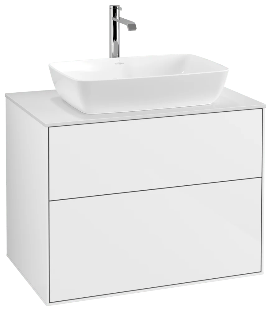 Villeroy & Boch Finion Waschbeckenunterschrank F75 800x603x501mm Glossy White Lacquer / Glass White Matt Villeroy & Boch Finion Waschbeckenunterschrank F75 800x603x501mm Glossy White Lacquer / Glass White Matt