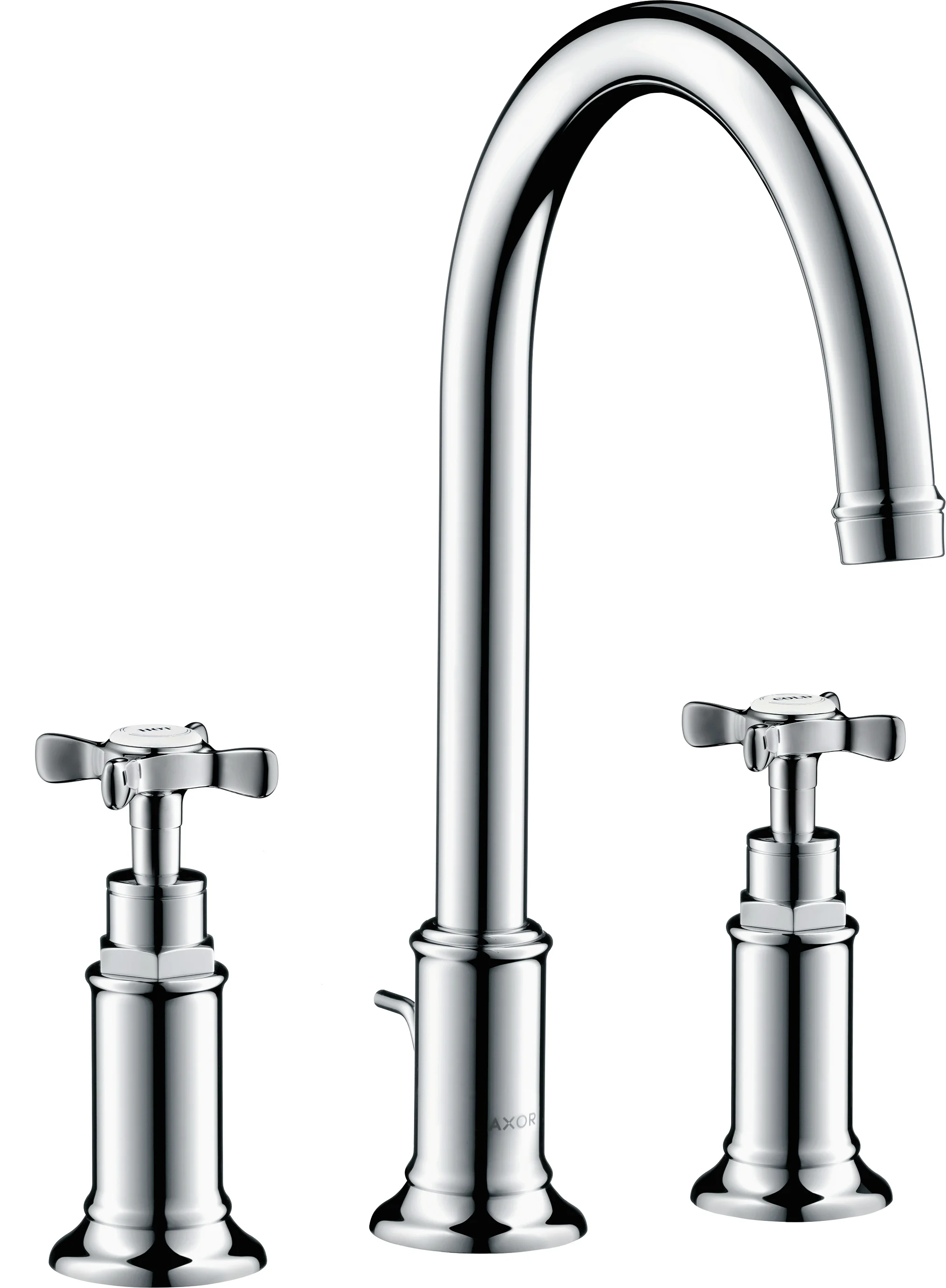 Hansgrohe AXOR Montreux 3-Loch Waschtischarmatur Chrom, ComfortZone 180, Ausladung 175 mm, Kreuzgriff, Laminarstrahl, max. Durchfluss 5 l/min