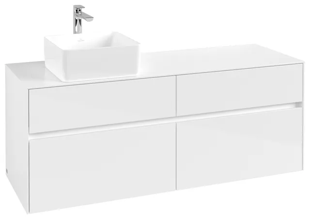 Villeroy & Boch Waschtischunterschrank „Collaro“ 1400 × 548 × 500 mm Glossy White, ohne Beleuchtung, für Becken links