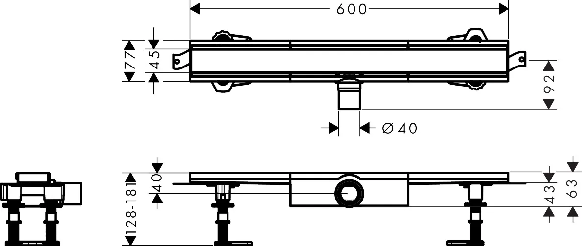 Hansgrohe RainDrain Compact Komplettset Duschrinne 600mm Edelstahl gebürstet Hansgrohe RainDrain Compact Komplettset Duschrinne 600mm Edelstahl gebürstet