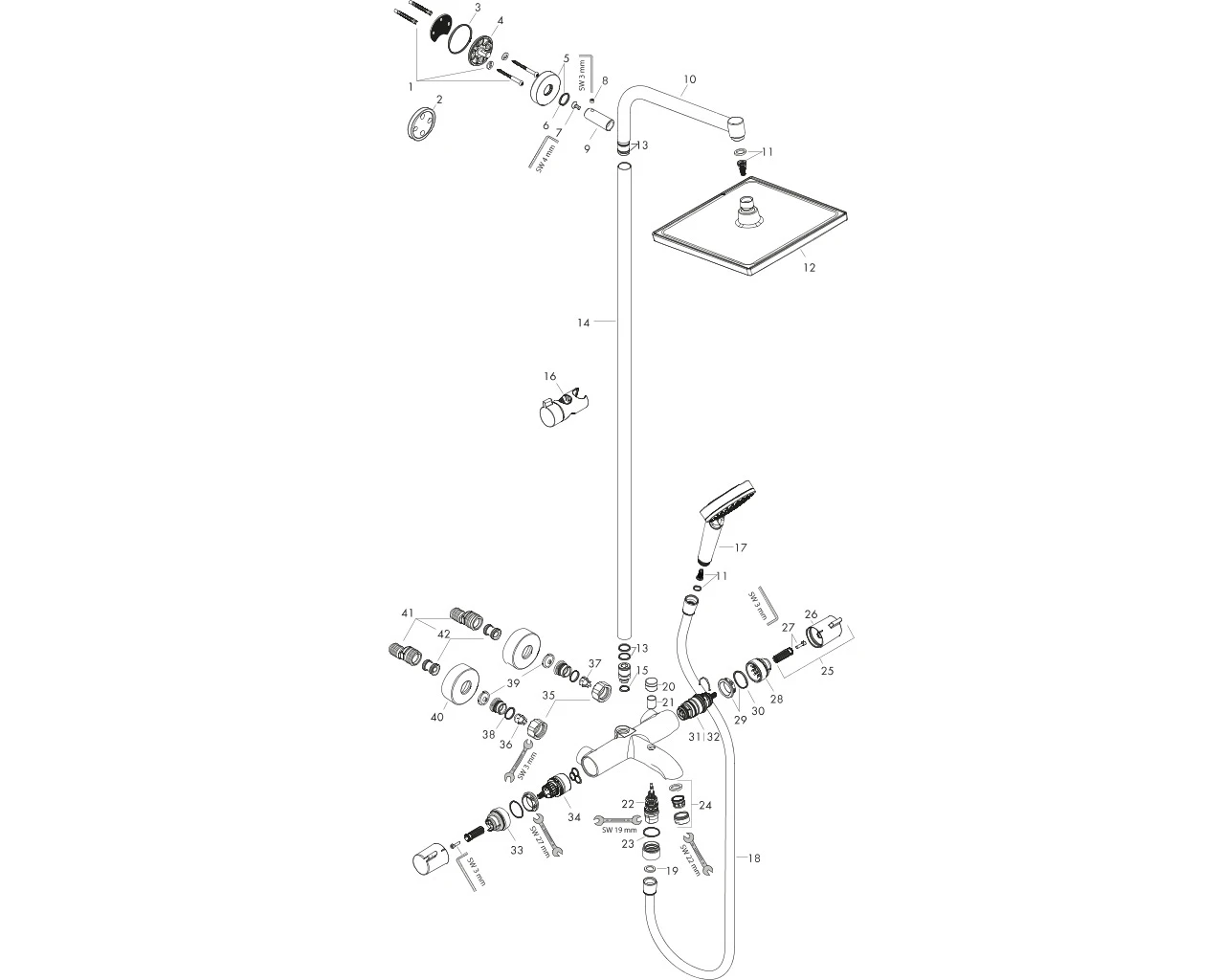 Showerpipe Crometta E 240 für Wanne chrom mit Thermostat