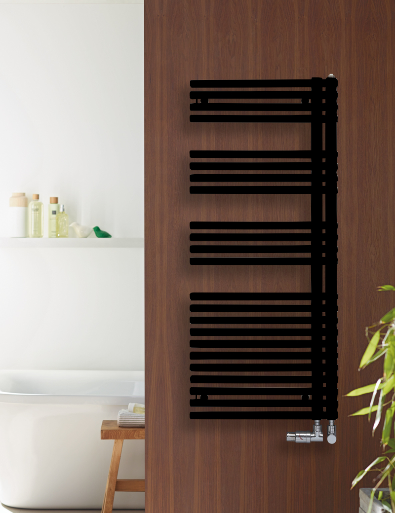 Zehnder Design-Heizkörper „Forma Asym“ für Warmwasser-Zentralheizung mit 50 mm-Seitenanschluss 59,6 × 116,1 cm in Jet Black (RAL 9005, glänzend) Zehnder Design-Heizkörper „Forma Asym“ für Warmwasser-Zentralheizung mit 50 mm-Seitenanschluss 59,6 × 116,1 cm in Jet Black (RAL 9005, glänzend)