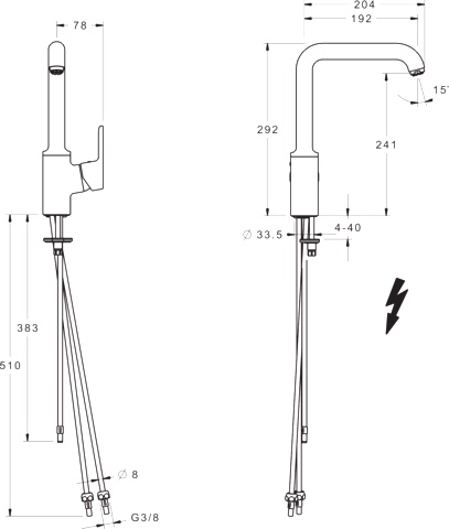 HA Einhebelmischer Küchenarmatur, Niederdruck HANSAPRIMO 4922 Kupferrohr Ausladung 192 mm DN15 Chrom