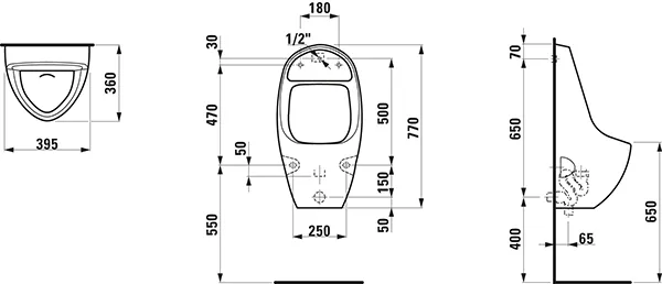 Absaugeurinal TAMARO S 360x395x770 für Batterie mit Steuerung weiß