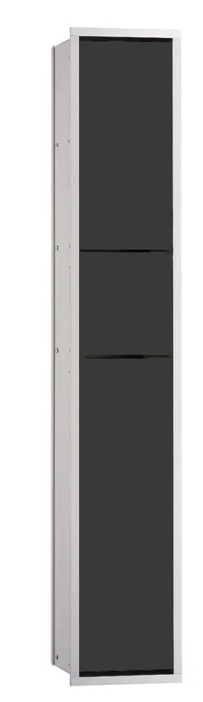 Gäste-WC-Modul asis 150 Unterputz, 964 mm, aluminium / schwarz Doppelfach mit Boden, mit Papierhalter mit Bürstengarnitur, ohne Einbaurahmen Gäste-WC-Modul asis 150 Unterputz, 964 mm, aluminium / schwarz Doppelfach mit Boden, mit Papierhalter mit Bürstengarnitur, ohne Einbaurahmen