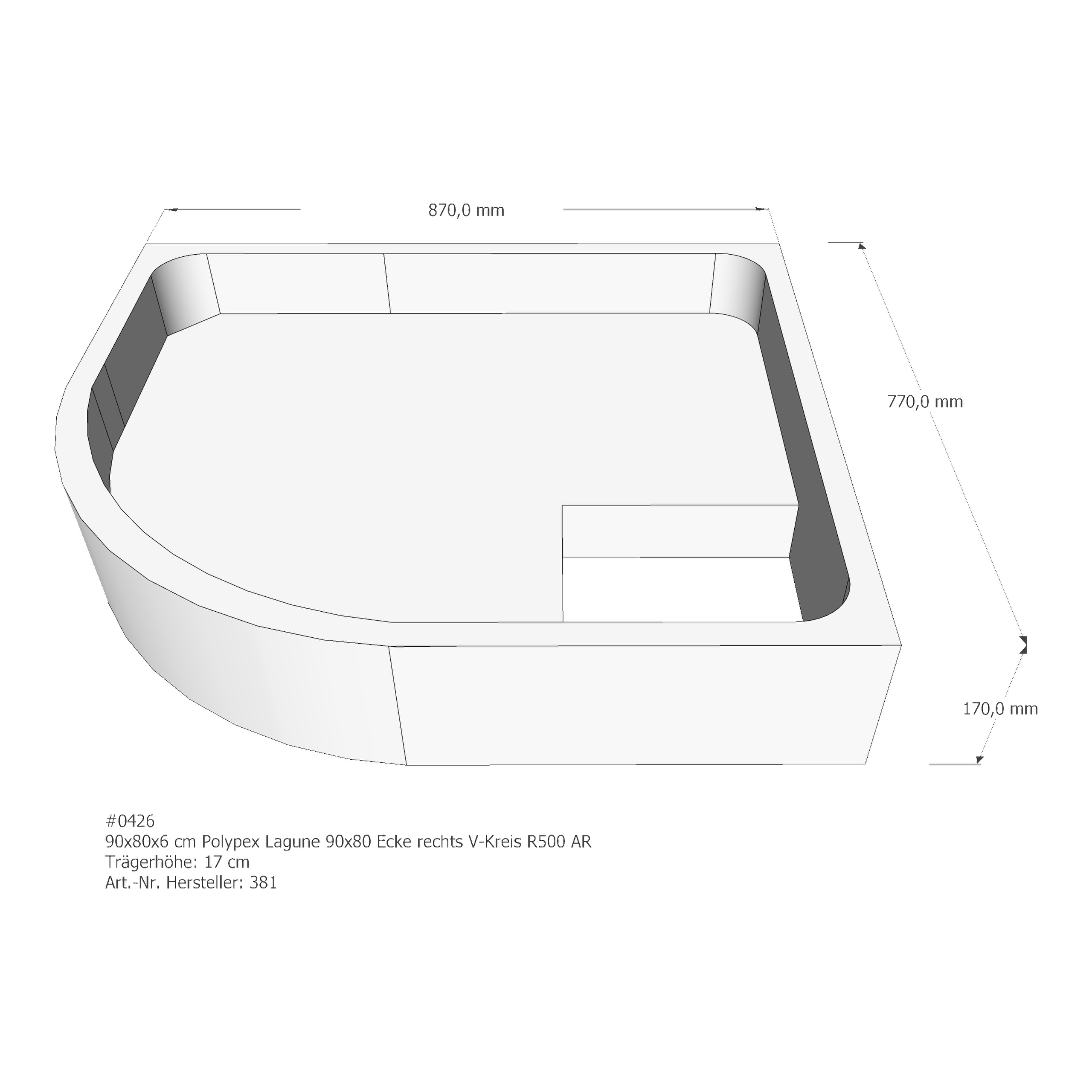 Duschwannenträger für Polypex Lagune 90x80 rechts 90 × 80 × 6 cm