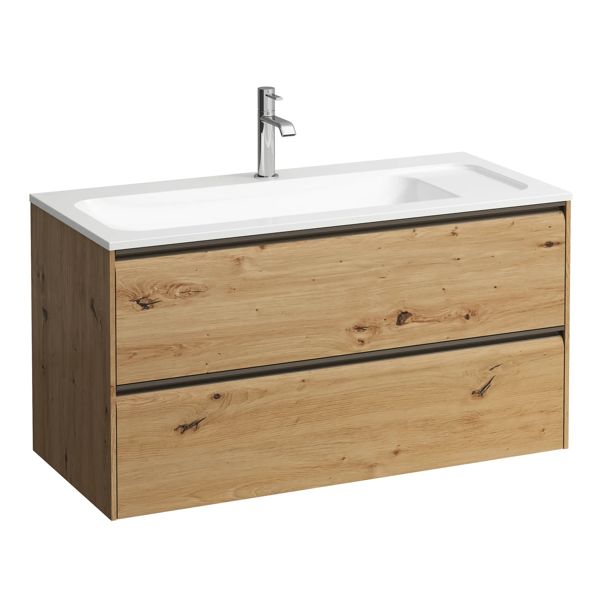 Laufen Waschtischunterbau MEDA, 442x972x504, mit 2 Schubladen, 1 Ordnungssystem, integrierte Griffleiste, Vollauszug und Soft-Close, für Möbelwaschtisch MEDA H814118 (100 cm), wildeiche Laufen Waschtischunterbau MEDA, 442x972x504, mit 2 Schubladen, 1 Ordnungssystem, integrierte Griffleiste, Vollauszug und Soft-Close, für Möbelwaschtisch MEDA H814118 (100 cm), wildeiche