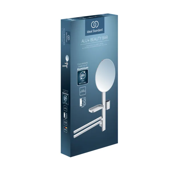 Ideal Standard Beauty Bar Accessoires-Kombination Alu+ M700 mit Spiegel Durchmesser 320mm Silver Ideal Standard Beauty Bar Accessoires-Kombination Alu+ M700 mit Spiegel Durchmesser 320mm Silver