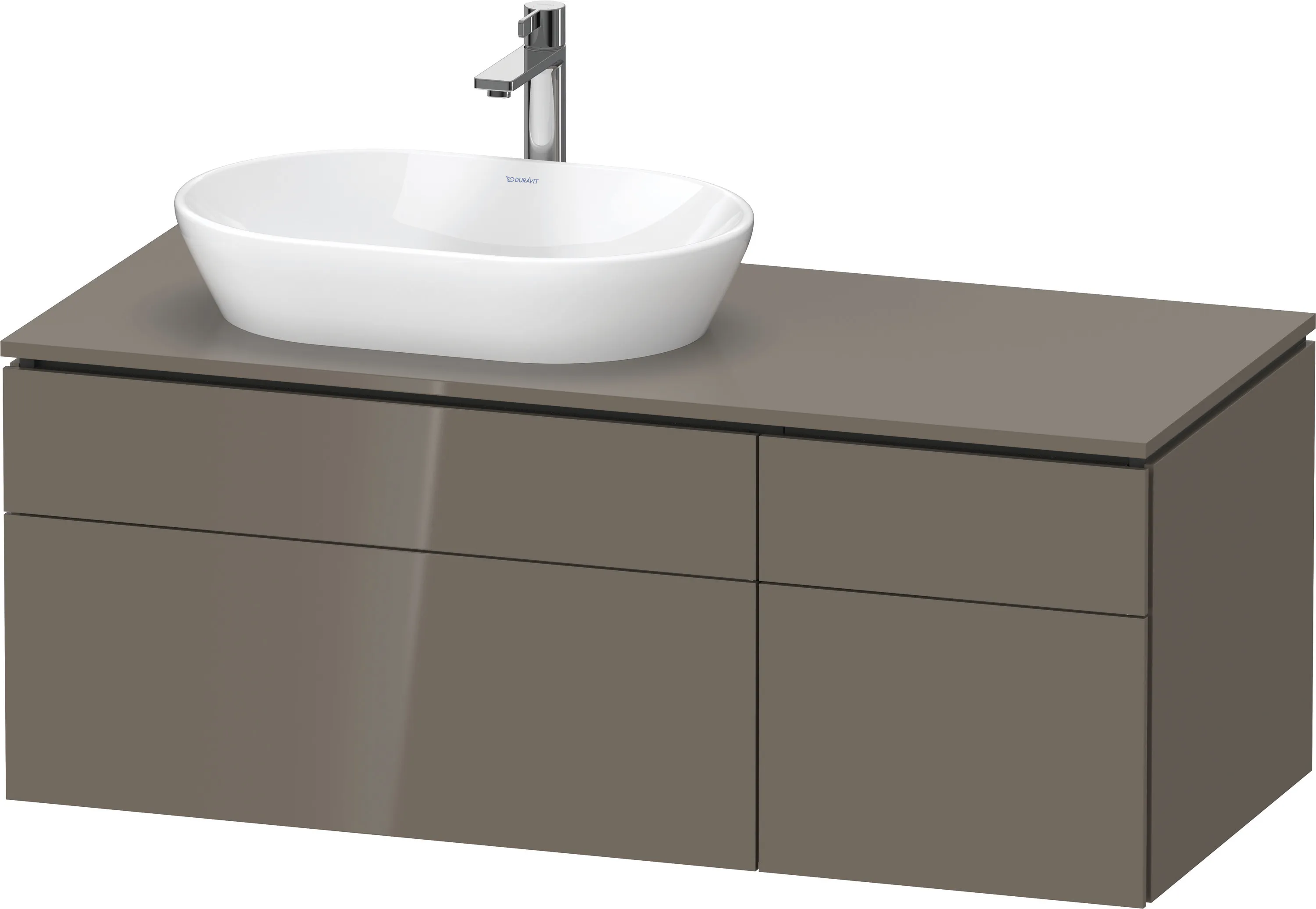 Duravit Waschtischunterschrank wandhängend „L-Cube“ 122 × 48,2 × 55 cm Flannel Grey Hochglanz, links