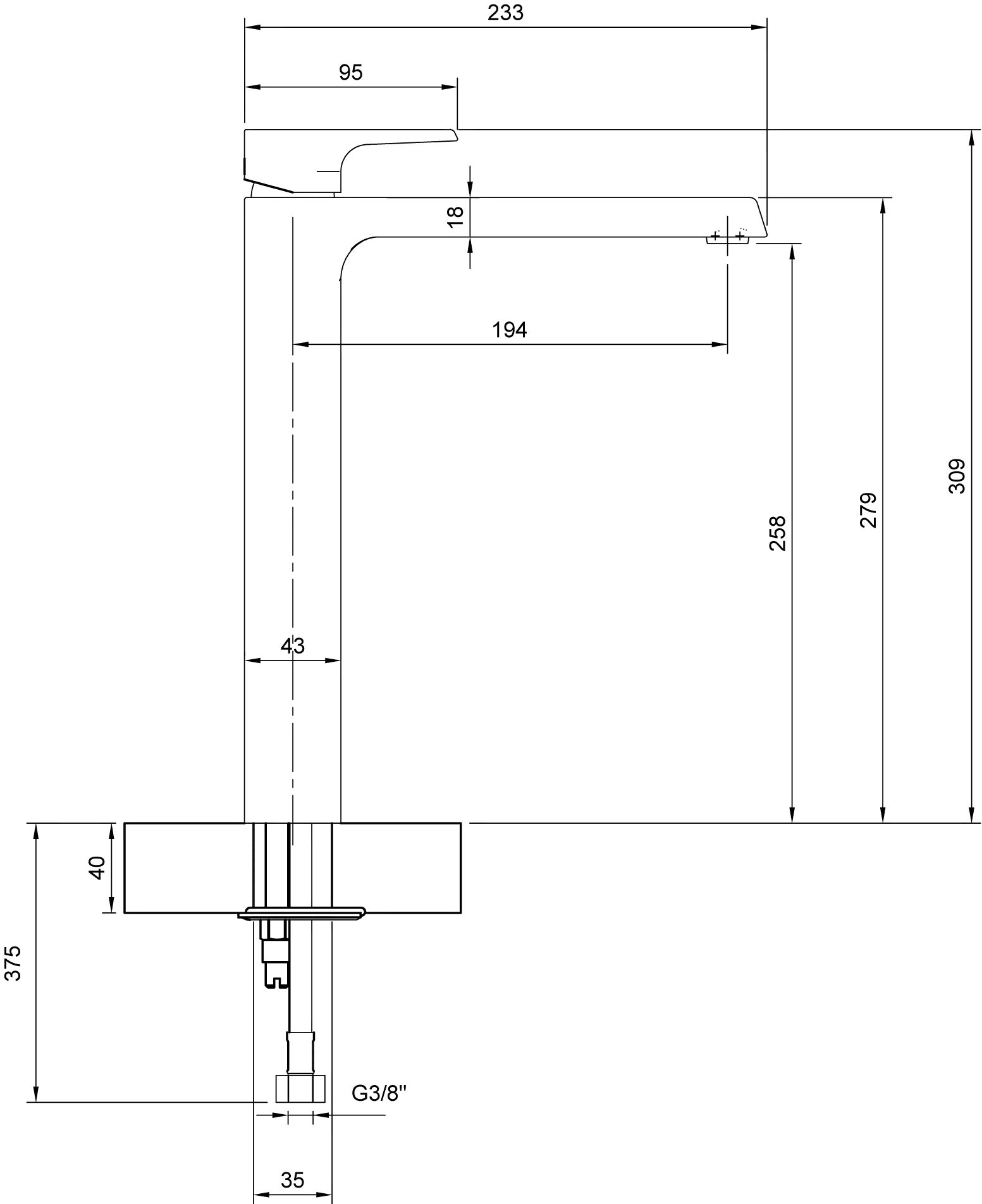 Einhand-Waschtischarmatur „Liberty“ 23,3 cm Ausladung 194 mm in Chrom Einhand-Waschtischarmatur „Liberty“ 23,3 cm Ausladung 194 mm in Chrom