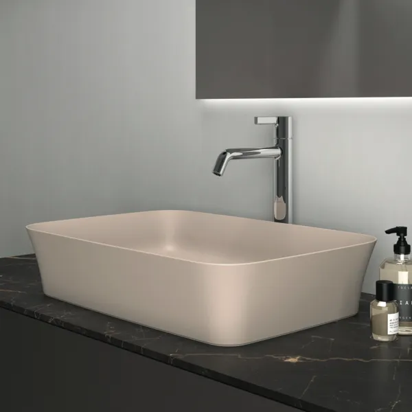 Waschtischplatte Conca, aus Keramik, 1202x505x6mm, Marmor Noir Desir