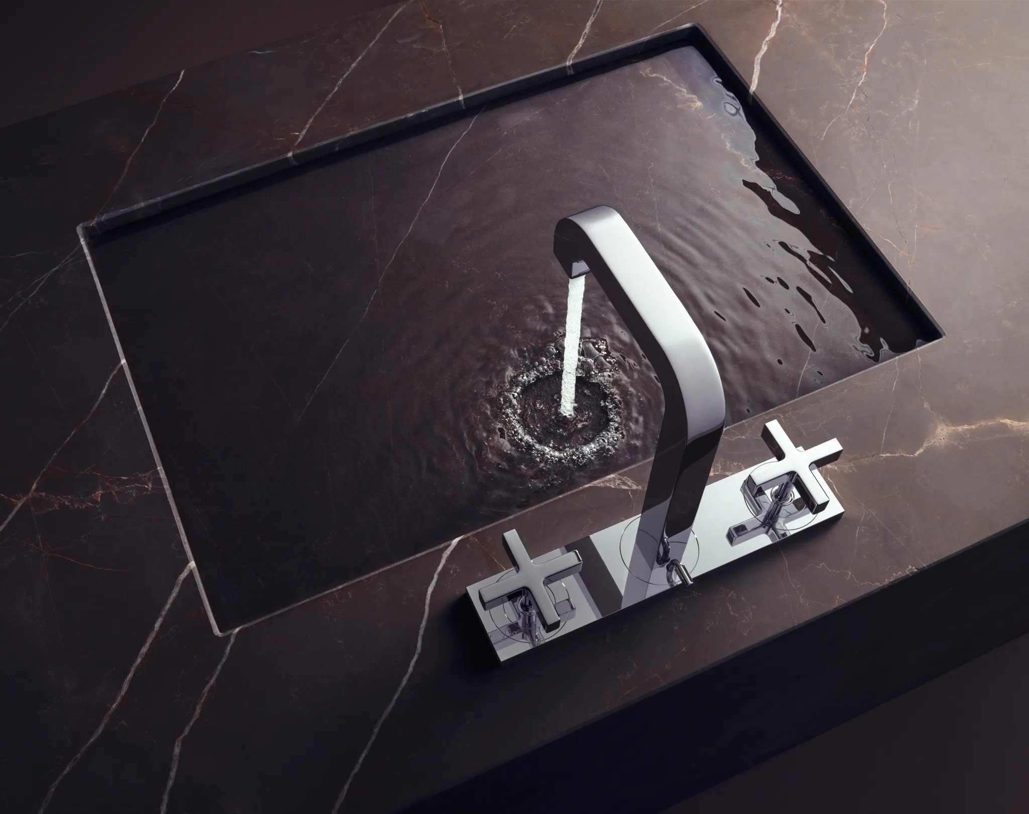 3-Loch Waschtischarmatur Axor Citterio mit Platte u.Kreuzgriffen chrom 3-Loch Waschtischarmatur Axor Citterio mit Platte u.Kreuzgriffen chrom