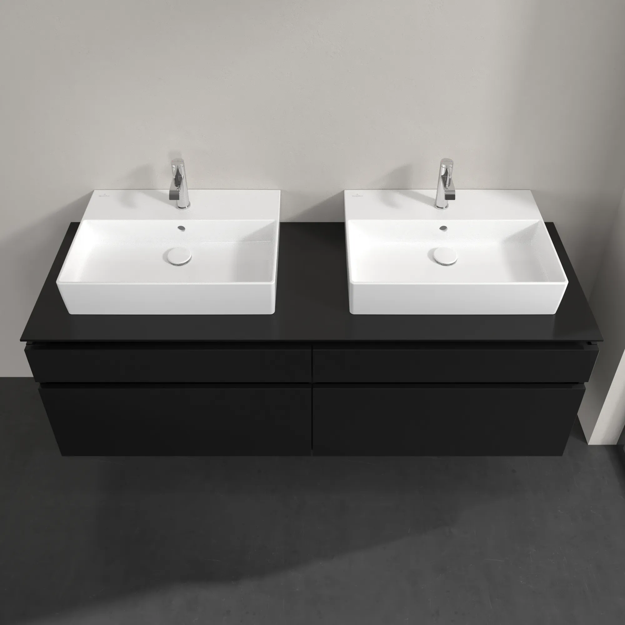 Villeroy & Boch Waschtischunterschrank „Legato“ für Schrankwaschtisch 1600 × 550 × 500 mm Black Matt Lacquer, für links und rechts