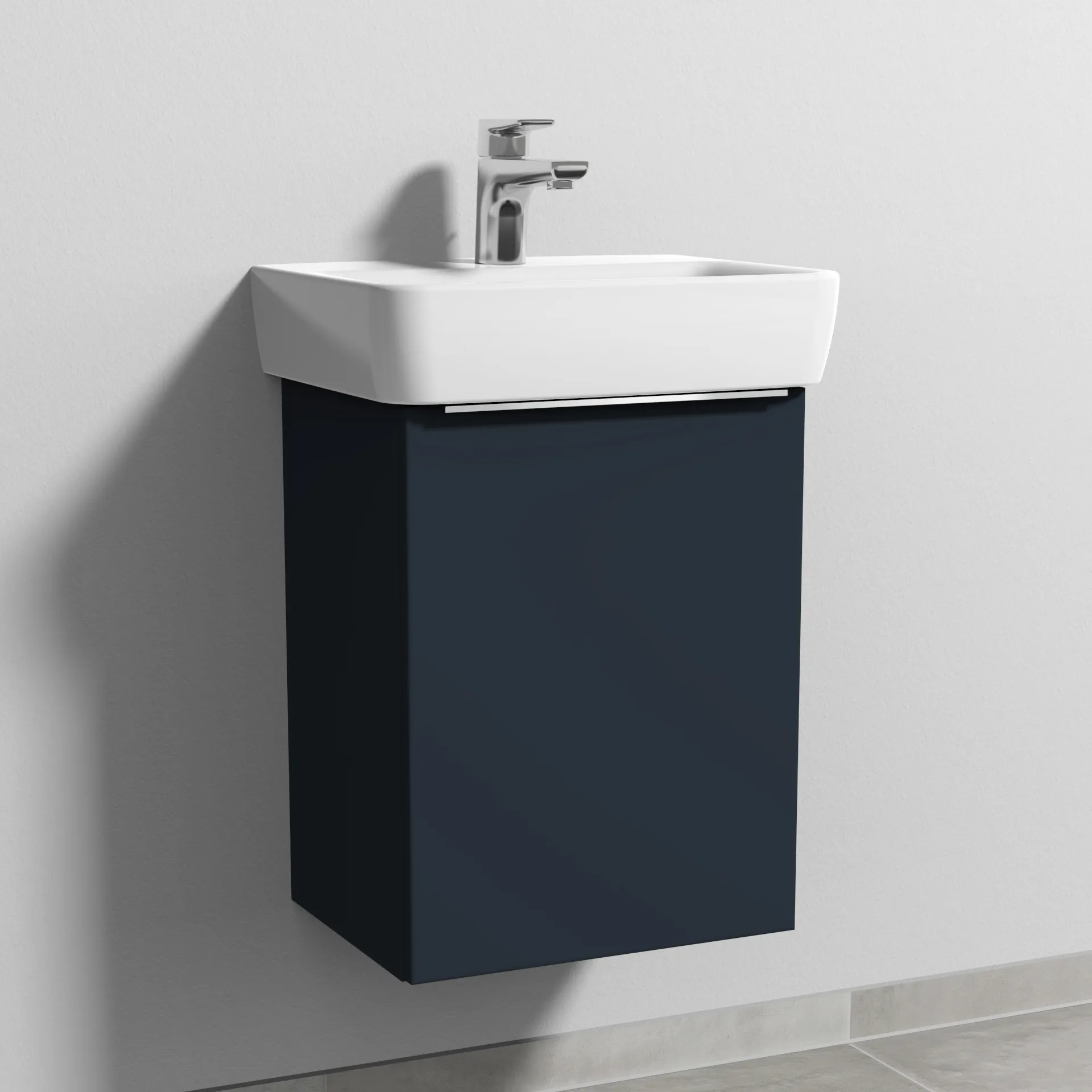 Sanipa Waschtischunterschrank „3way“ passend zu Keramik-Waschtische Renova Plan von Geberit 390 × 520 × 302 mm in Marine (matt), Anschlag rechts