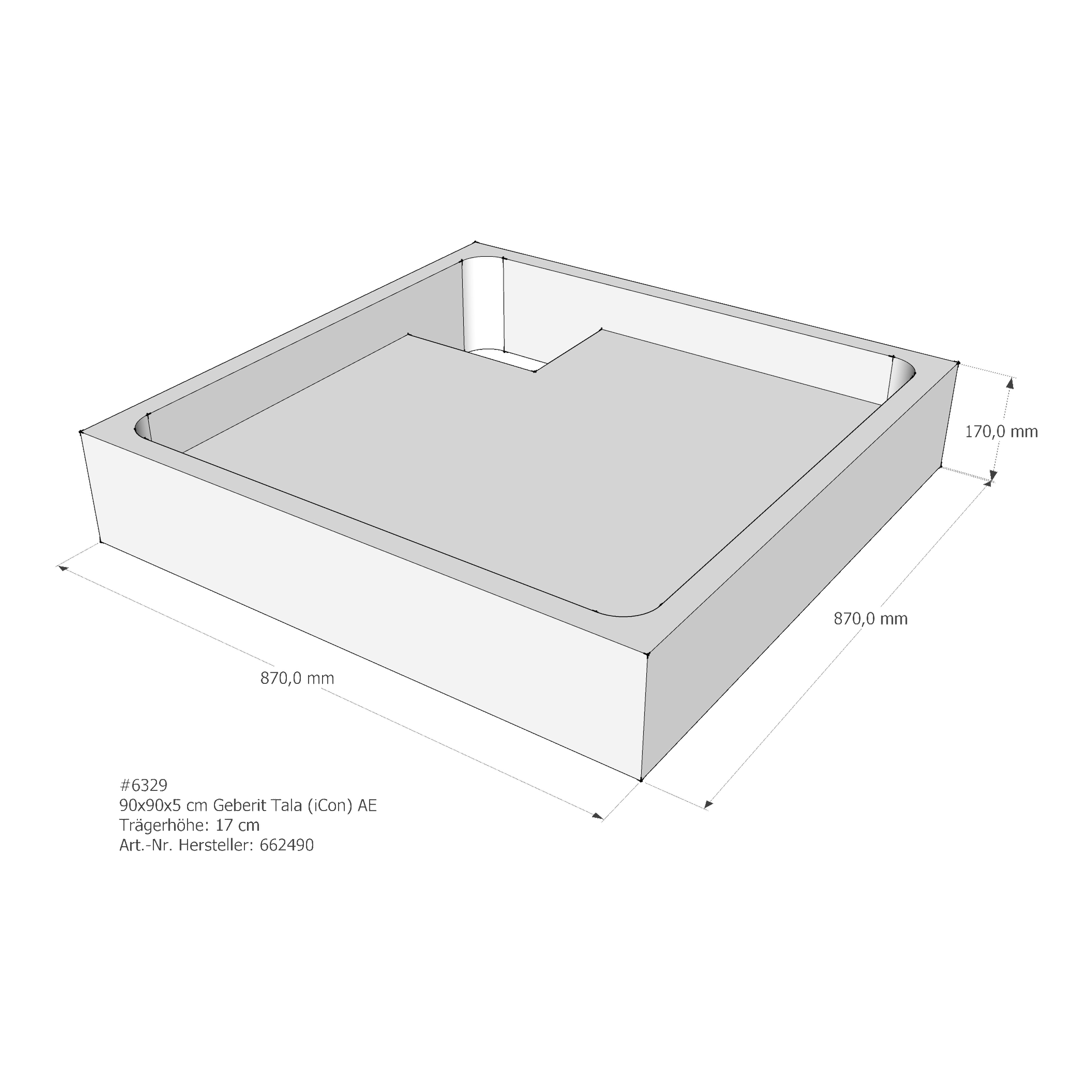 Duschwannenträger für Keramag Tala (iCon T50) 90 × 90 × 5 cm