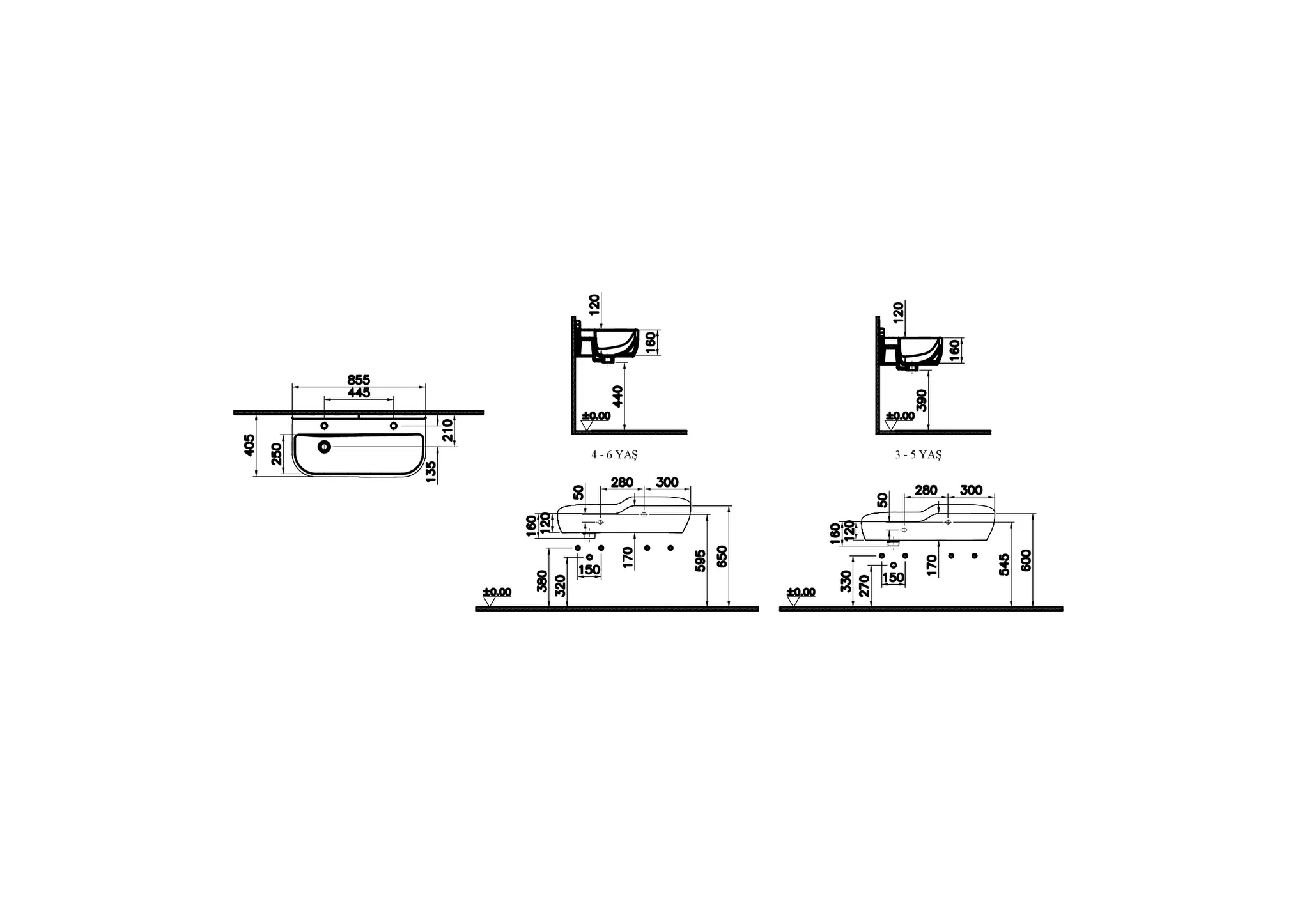 VitrA Sento Kids Reihenwaschtisch 85 cm ohne Überlaufloch Weiß Hochglanz VitrA Sento Kids Reihenwaschtisch 85 cm ohne Überlaufloch Weiß Hochglanz