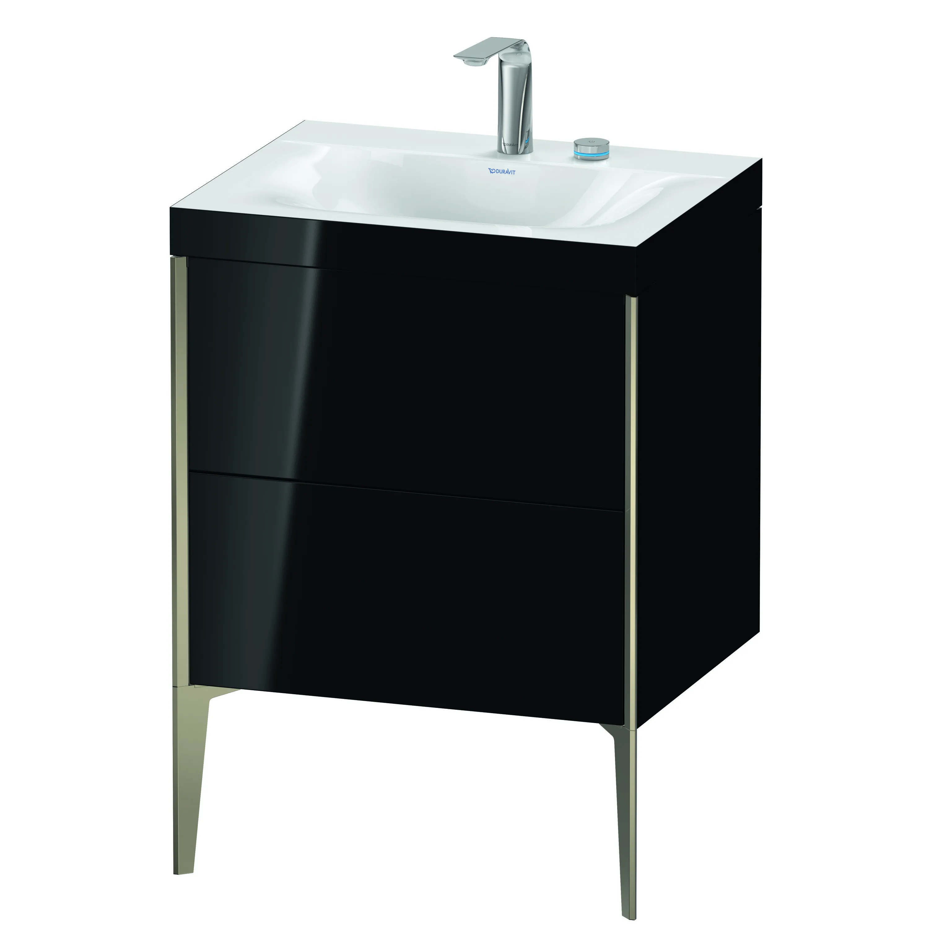 Duravit Waschtischunterschrank bodenstehend „XViu“ 60 × 61 × 48 cm in Schwarz Hochglanz