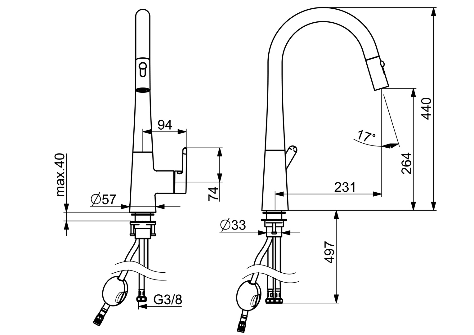Hansa Einhand-Küchenarmatur „Designo Style“ Ausladung 231 mm in chrom Hansa Einhand-Küchenarmatur „Designo Style“ Ausladung 231 mm in chrom