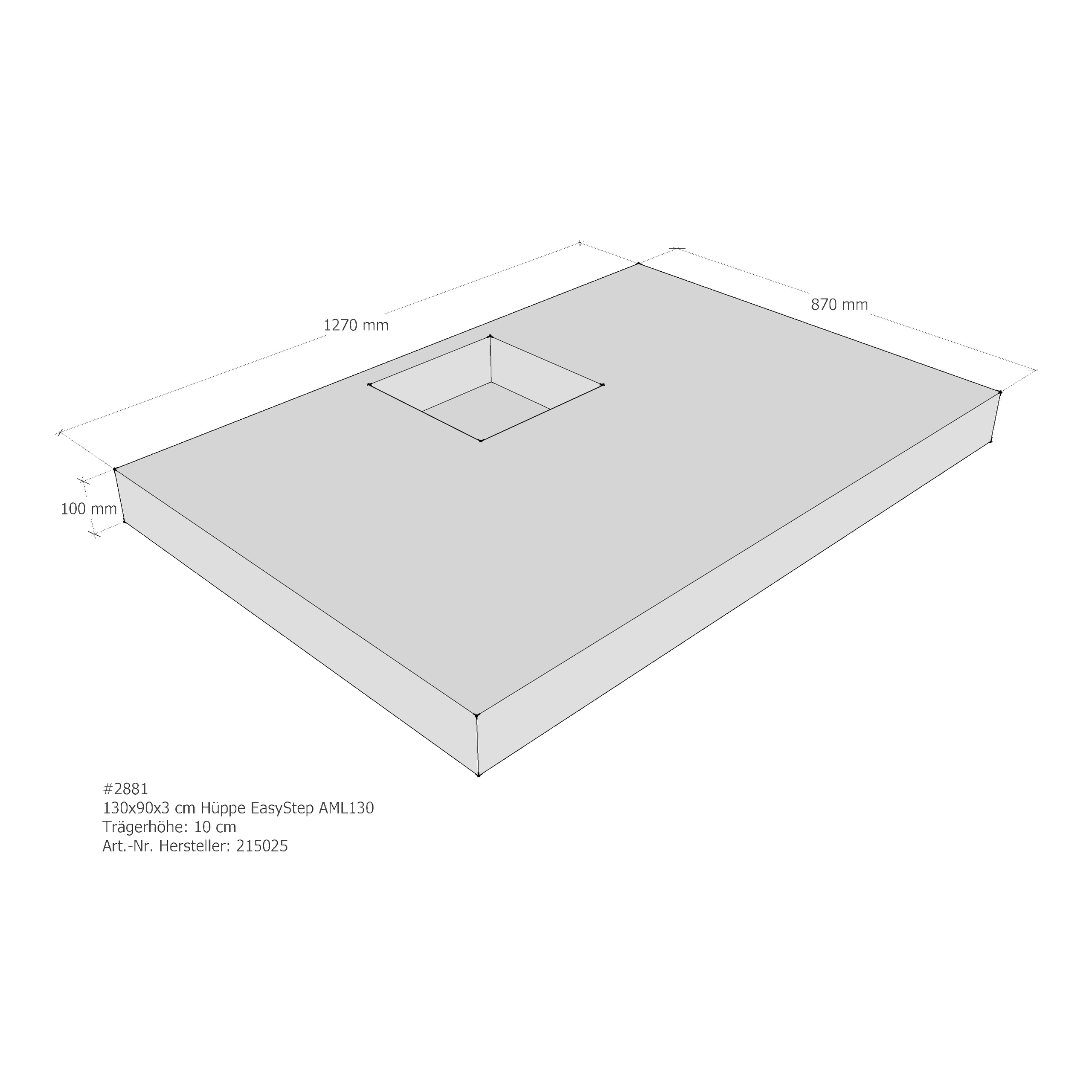 Duschwannenträger für Hüppe EasyStep 130 × 90 × 3 cm