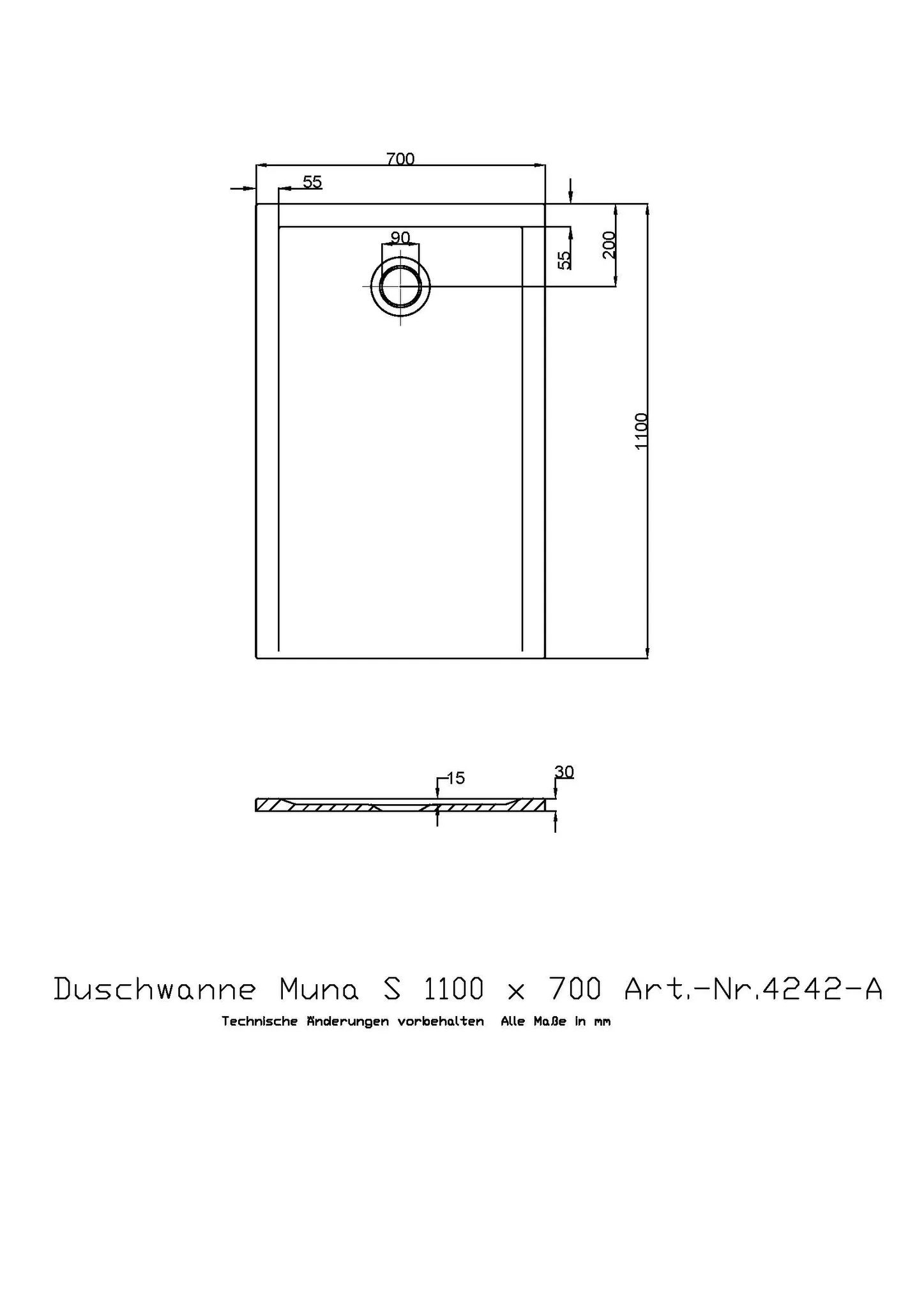 Hoesch Muna S Duschwanne Mineralguss Solique Weiß matt Hoesch Muna S Duschwanne Mineralguss Solique Weiß matt