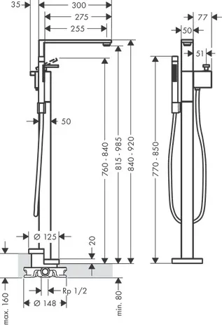 Wannenmischer Axor Edge Fertigset zur Bodenmontage Diamantschliff chrom Wannenmischer Axor Edge Fertigset zur Bodenmontage Diamantschliff chrom