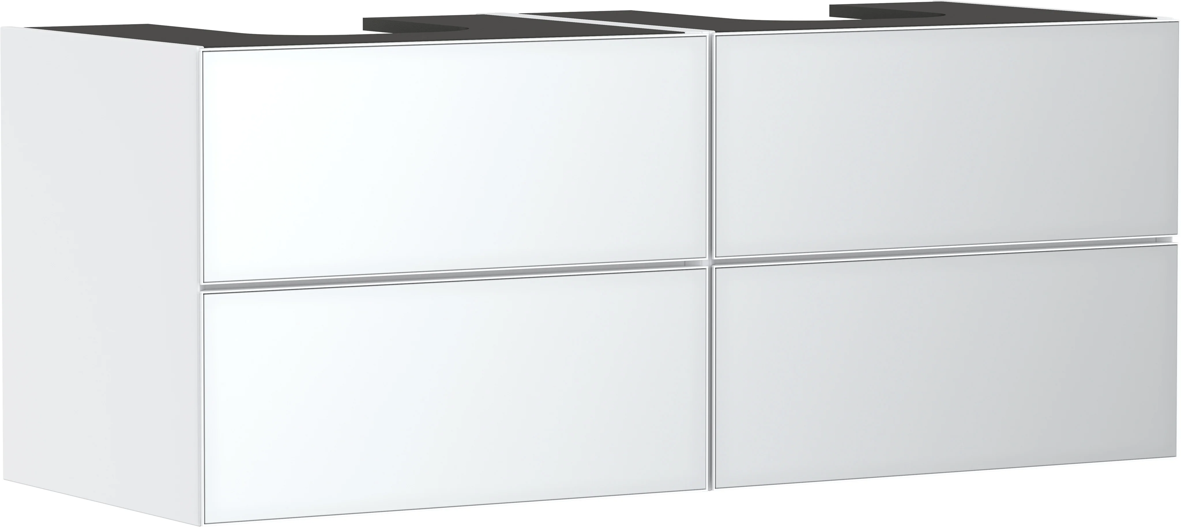 Hansgrohe Xevolos E Waschtischunterschrank Mattweiß 1370/550 mm mit 4 Schubkästen, griff- und siphonausschnittlos, SoftClose, PushOpen, vormontiert Hansgrohe Xevolos E Waschtischunterschrank Mattweiß 1370/550 mm mit 4 Schubkästen, griff- und siphonausschnittlos, SoftClose, PushOpen, vormontiert