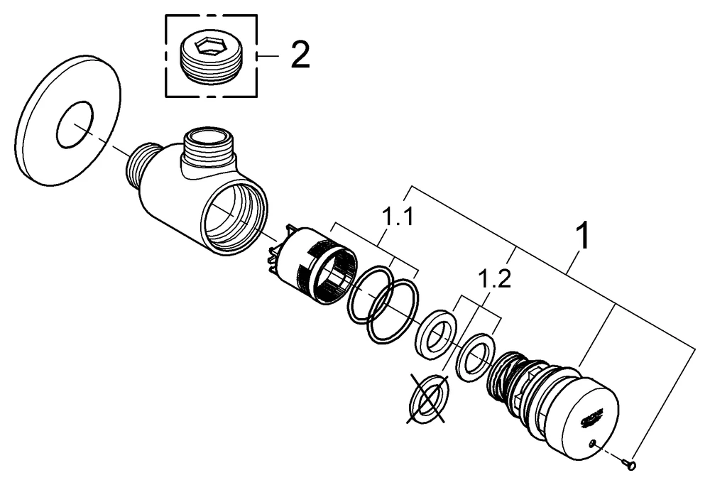 Selbstschluss-Brauseventil Euroeco CT 36267, Aufputz-Montage, ohne Mischung, Markierung blau/rot, chrom Selbstschluss-Brauseventil Euroeco CT 36267, Aufputz-Montage, ohne Mischung, Markierung blau/rot, chrom