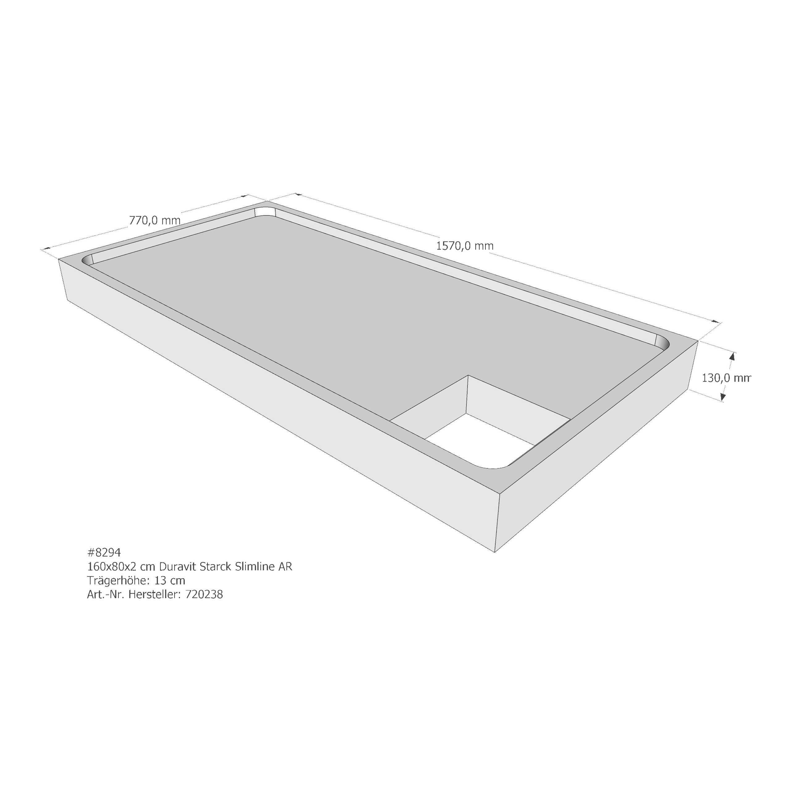Duschwannenträger für Duravit Starck Slimline 160 × 80 × 2 cm Duschwannenträger für Duravit Starck Slimline 160 × 80 × 2 cm