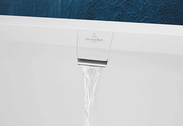 Villeroy & Boch Badewanne „Squaro Edge 12 Excellence“ freistehend rechteck 180 × 80 cm, Mittelablauf in Weiß Alpin