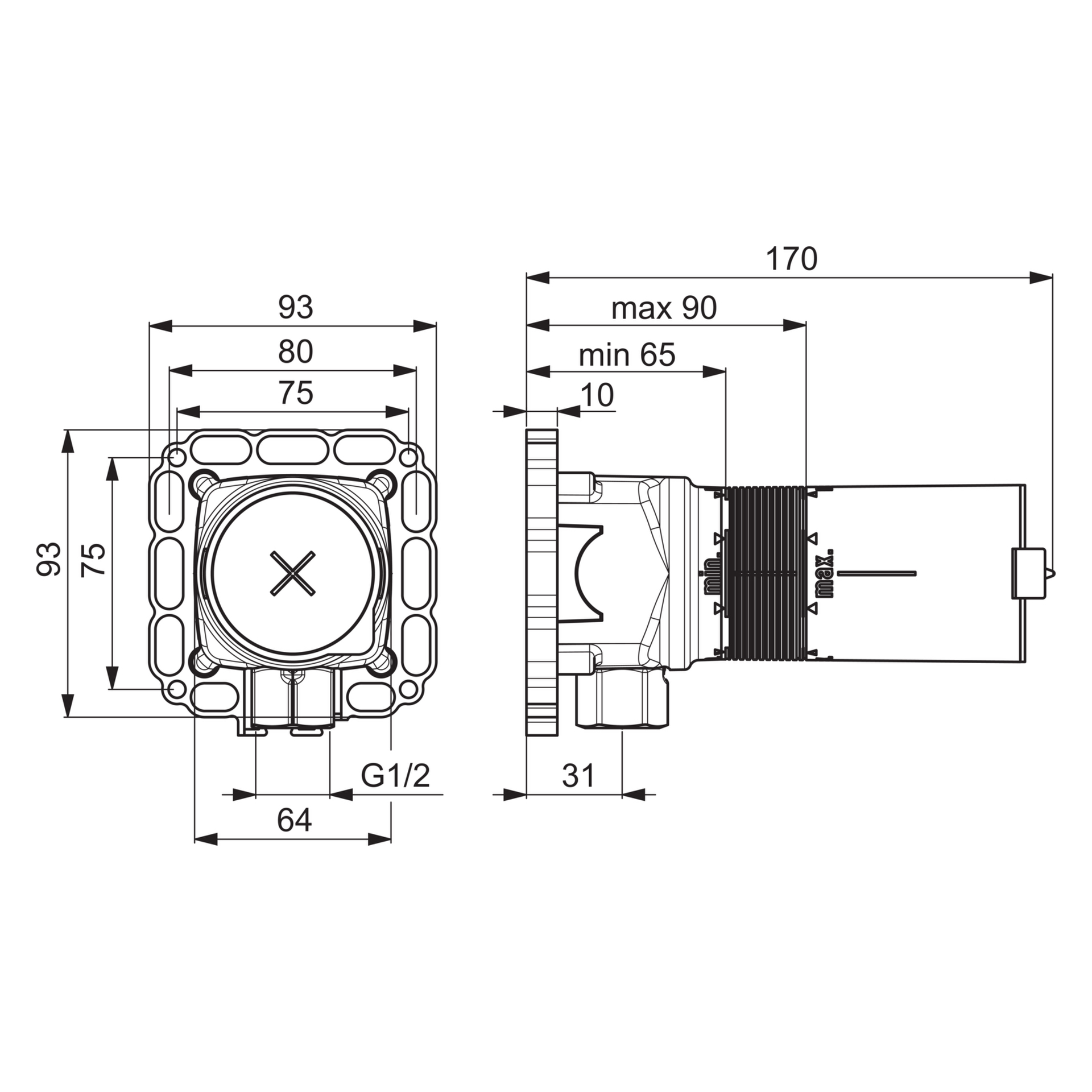 HA UP-Einbaukörper für Brausestangenset HANSAMATRIX 4404 0100 DN15