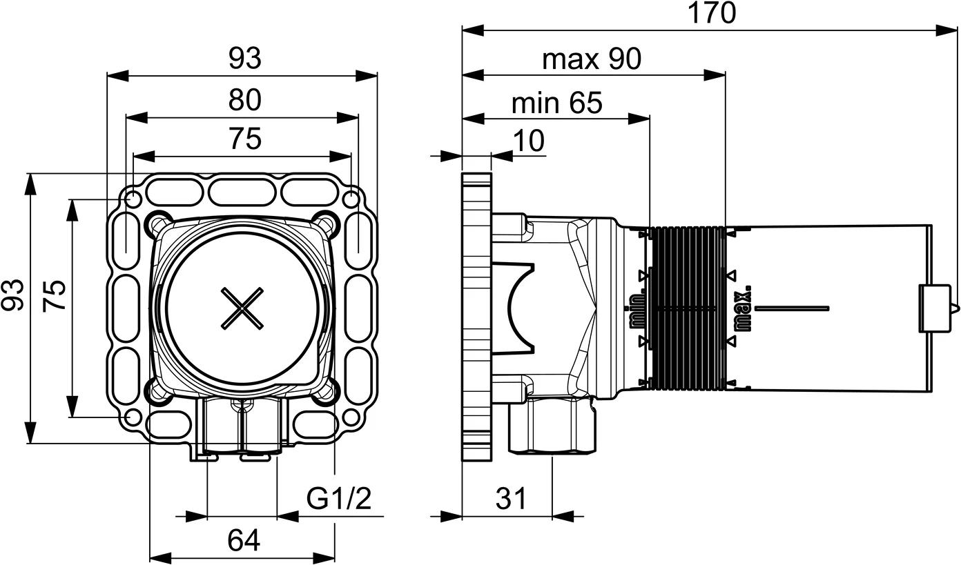 HansaMATRIX Wandstangen-Brausenset UP-Einbaukörper HansaMATRIX 4404 0100 DN15 HansaMATRIX Wandstangen-Brausenset UP-Einbaukörper HansaMATRIX 4404 0100 DN15