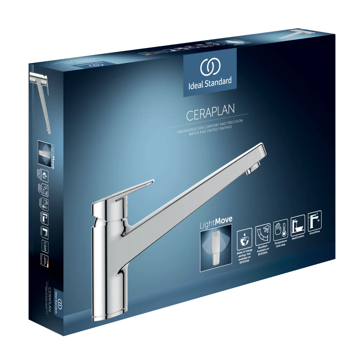 Küchenarmatur Ceraplan Ausladung 219mm BlueStart Chrom