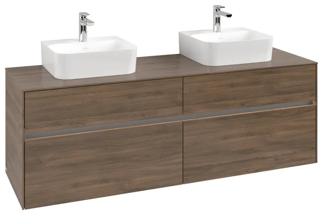 Villeroy & Boch Waschtischunterschrank „Collaro“ 1600 × 548 × 500 mm Arizona Oak, mit Beleuchtung, für links und rechts