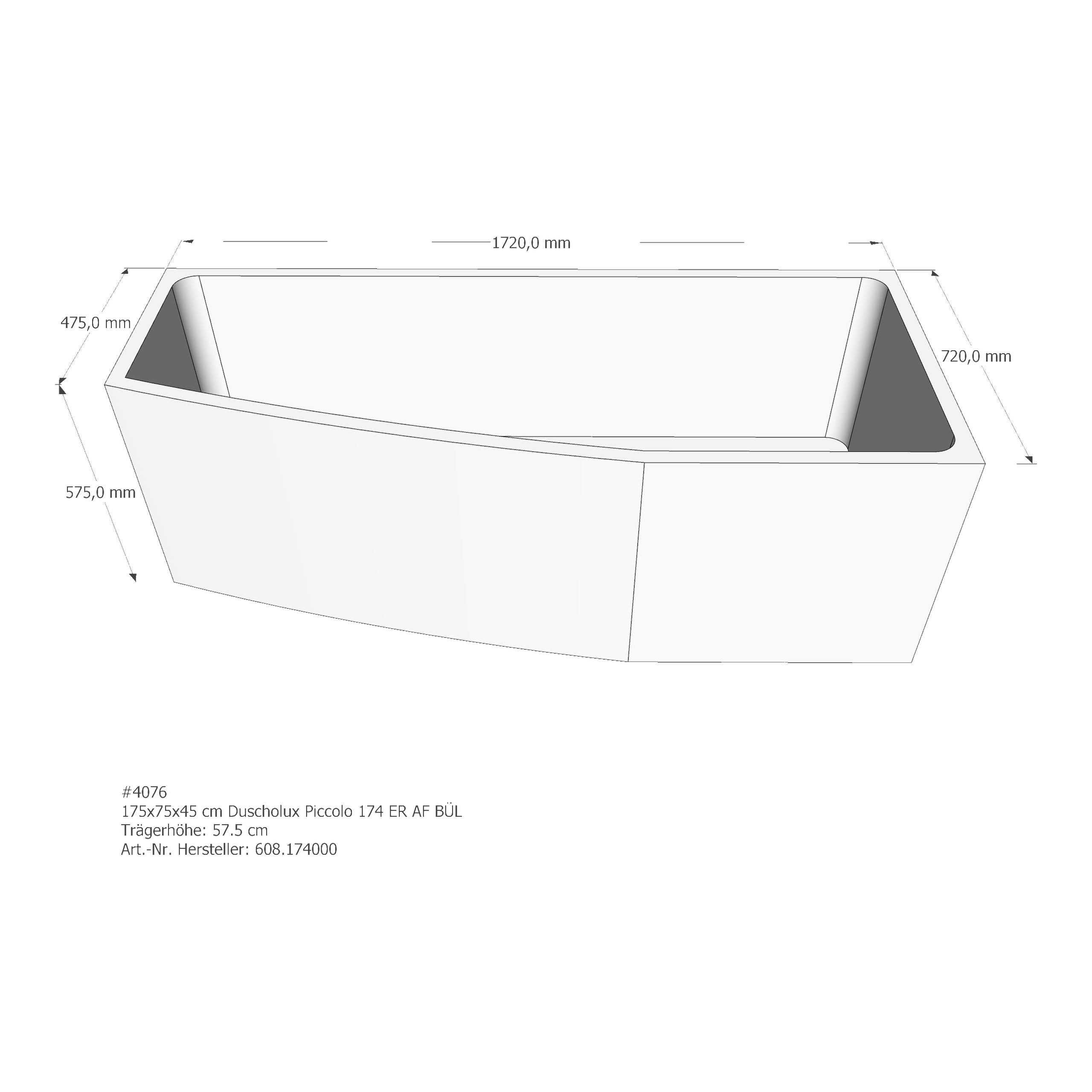 Badewannenträger für Duscholux Piccolo 174 175 × 75 × 45 cm Badewannenträger für Duscholux Piccolo 174 175 × 75 × 45 cm