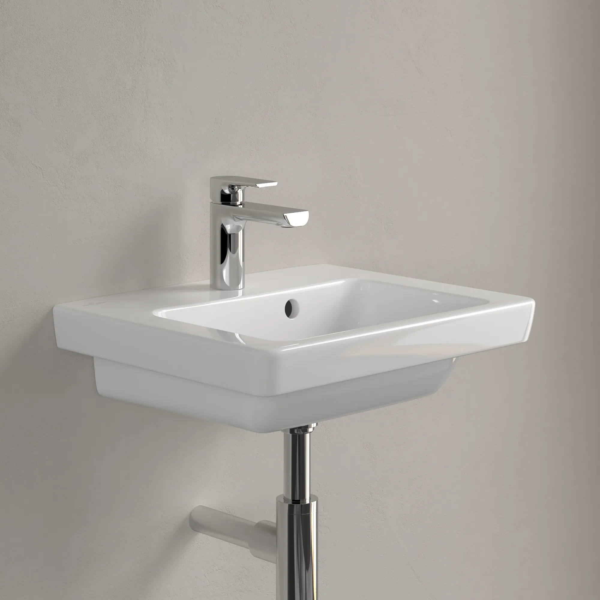 Villeroy & Boch Handwaschbecken geschliffen „Subway 2.0“ 500 × 400 × 140 mm, mit Hahnlochbohrung, Hahnlochposition mittig, mit Hahnlochbank