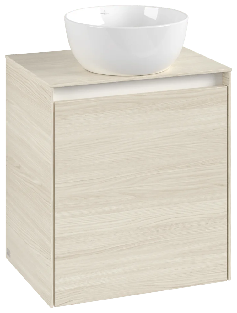 Villeroy & Boch Waschbeckenunterschrank Collaro, Eckig White Oak, 500x380 mm, Höhe 548 mm, mit SoftClosing, 1 Tür, 1 Fachboden