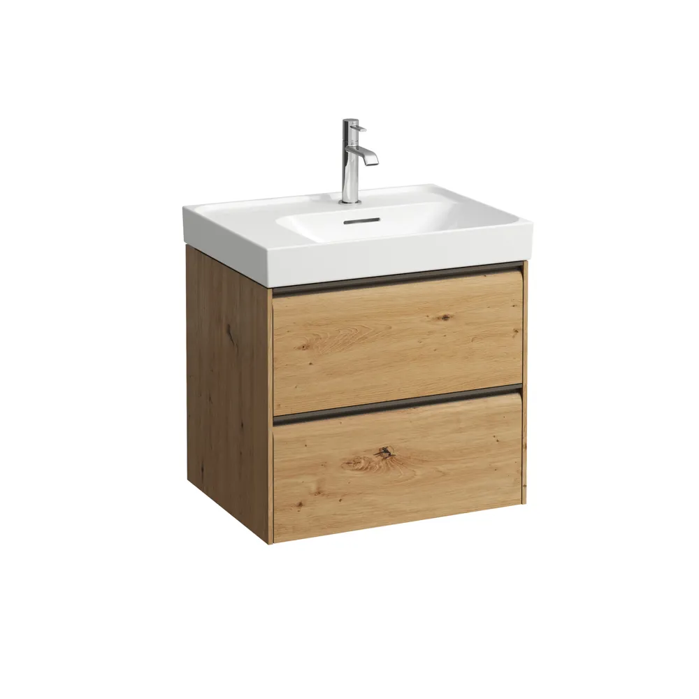 Waschtischunterbau MEDA 448x584x515 2 Schubladen integrierte Griffleiste für Waschtisch H817112 weiß matt