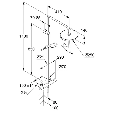 Kludi LOGO BASIC Thermostat DSS mit 250er Kopfbrause chrom