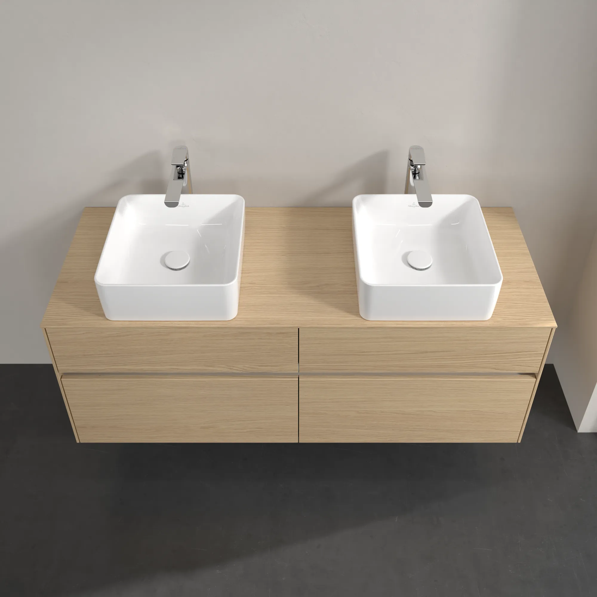 Villeroy & Boch Waschtischunterschrank „Collaro“ 1400 × 548 × 500 mm Nordic Oak, mit Beleuchtung, für links und rechts Villeroy & Boch Waschtischunterschrank „Collaro“ 1400 × 548 × 500 mm Nordic Oak, mit Beleuchtung, für links und rechts
