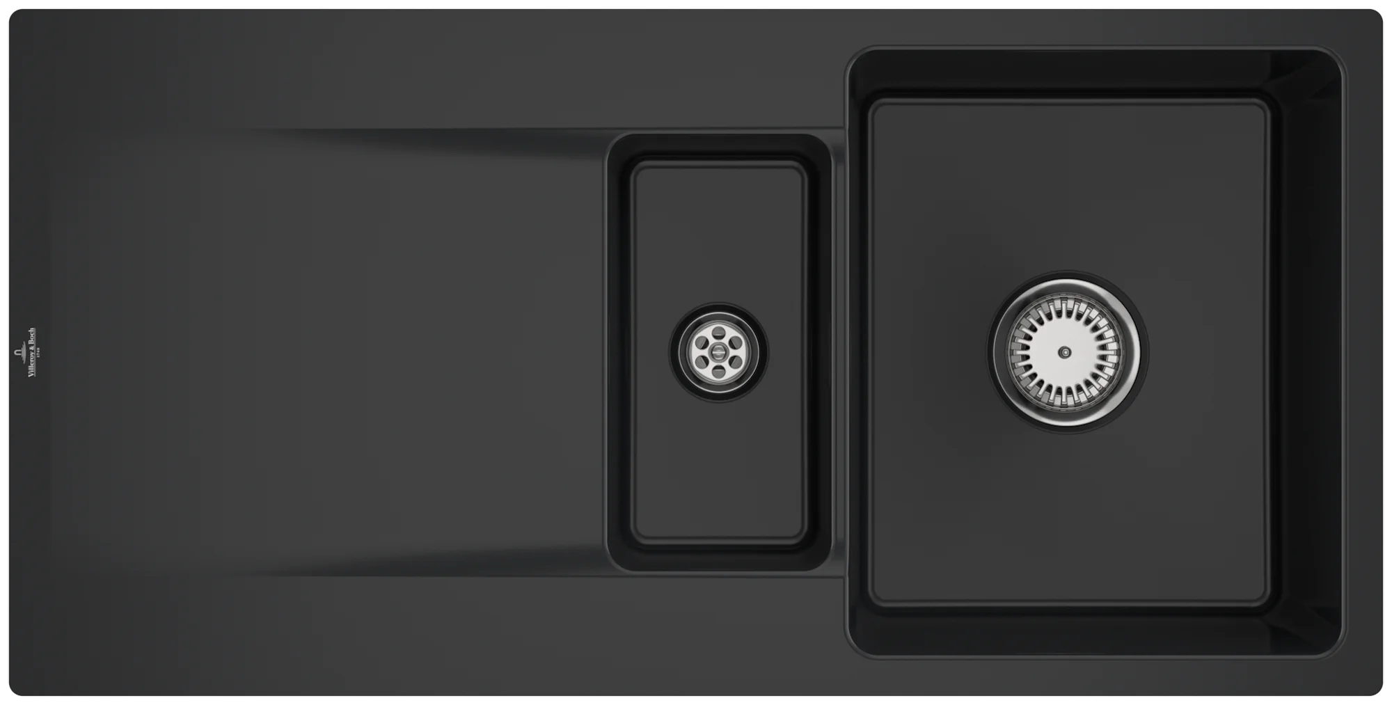 Villeroy & Boch Siluet 60 R flat 33371F, flächenbündige Spüle, 980 x 490 mm, TitanCeram, Pure Black