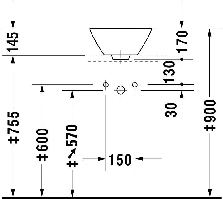 Aufsatzwaschtisch „Starck 1“, mit Überlauf Aufsatzwaschtisch „Starck 1“, mit Überlauf
